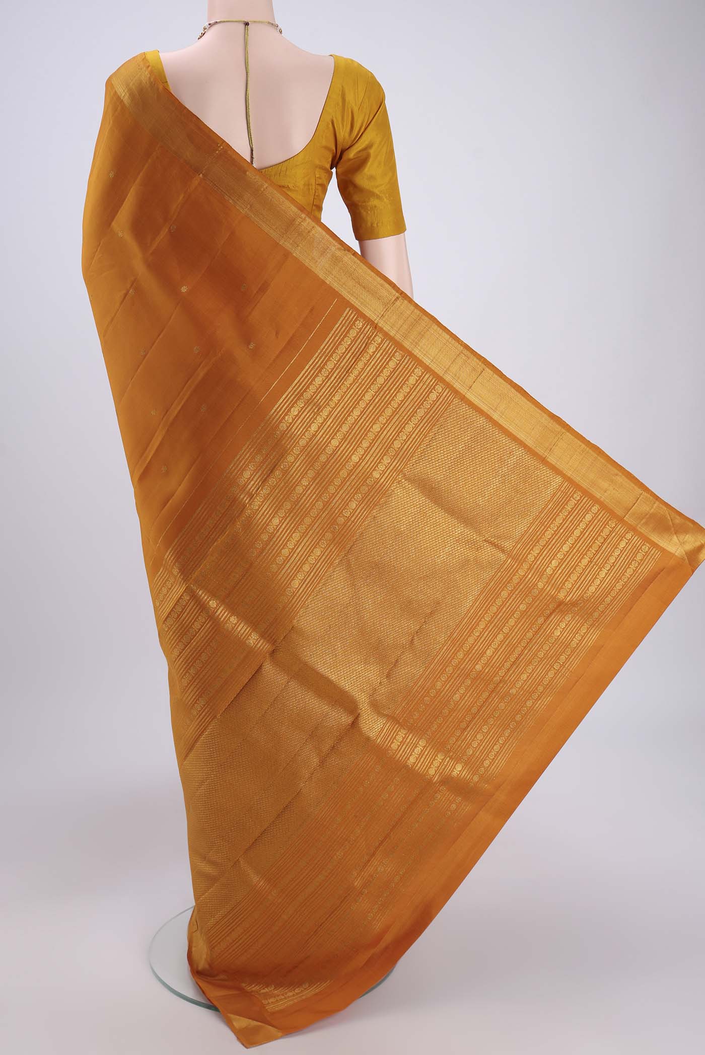 Mustard Kanjivaram Silk Saree - Image 3