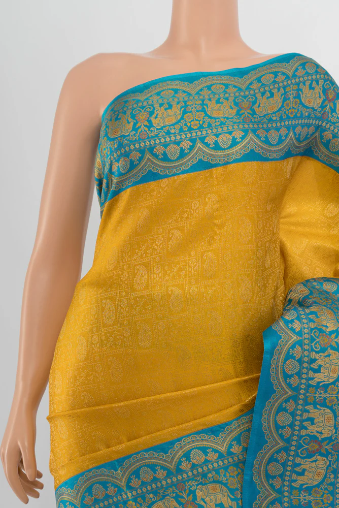 Mustard Kanjivaram Silk Saree - Image 2