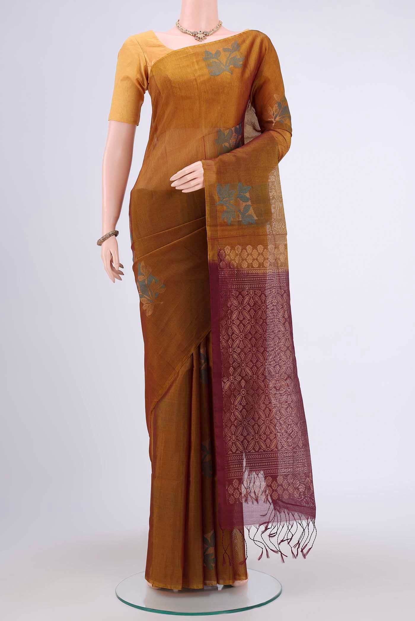 Mustard Silk Cotton Saree