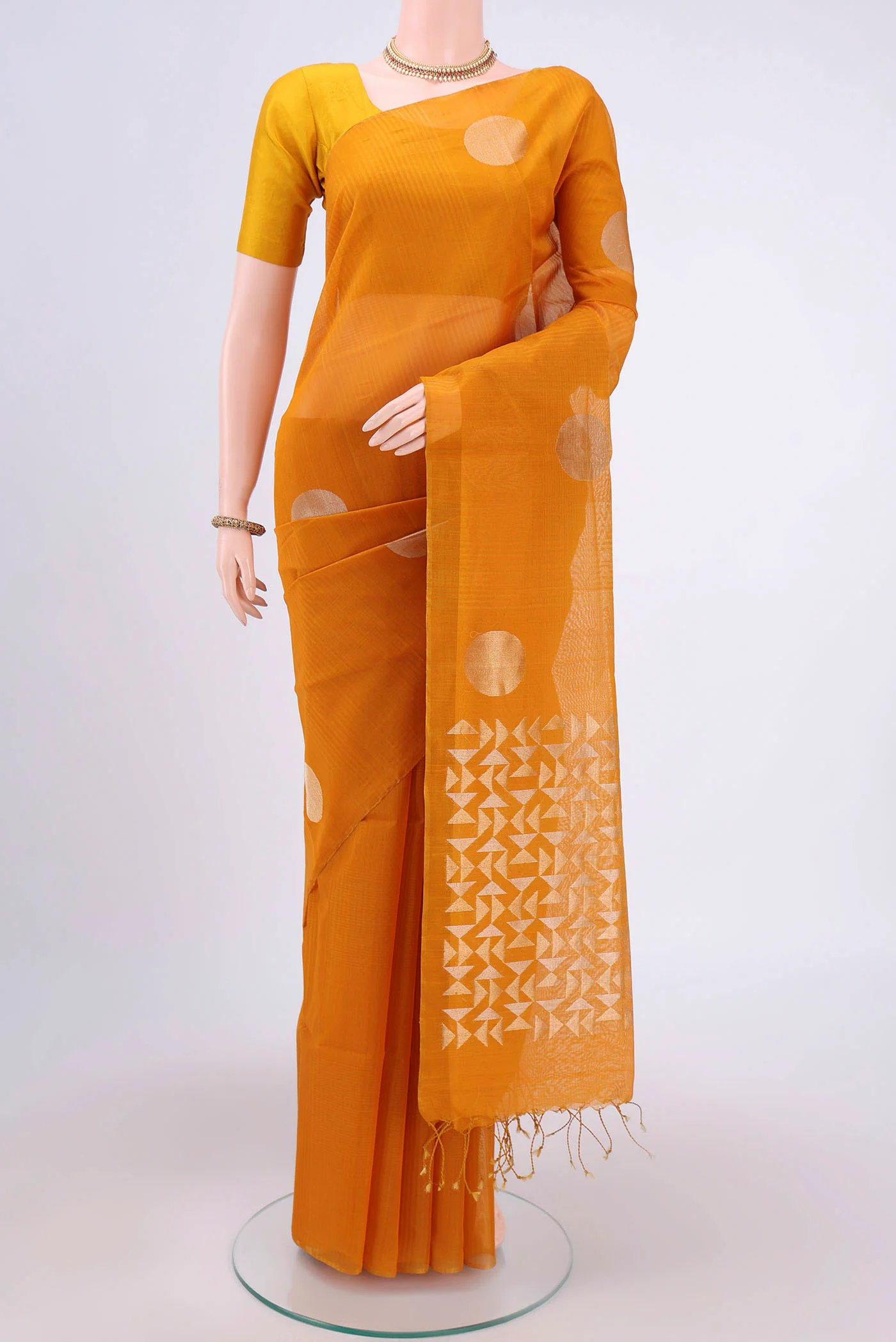Mustard Silk Cotton Saree