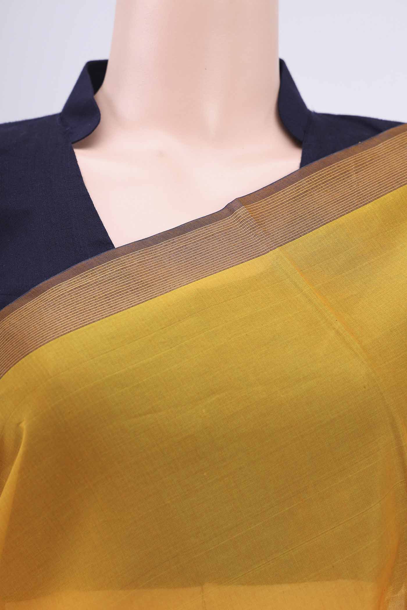Mustard Silk Cotton Saree - Image 2