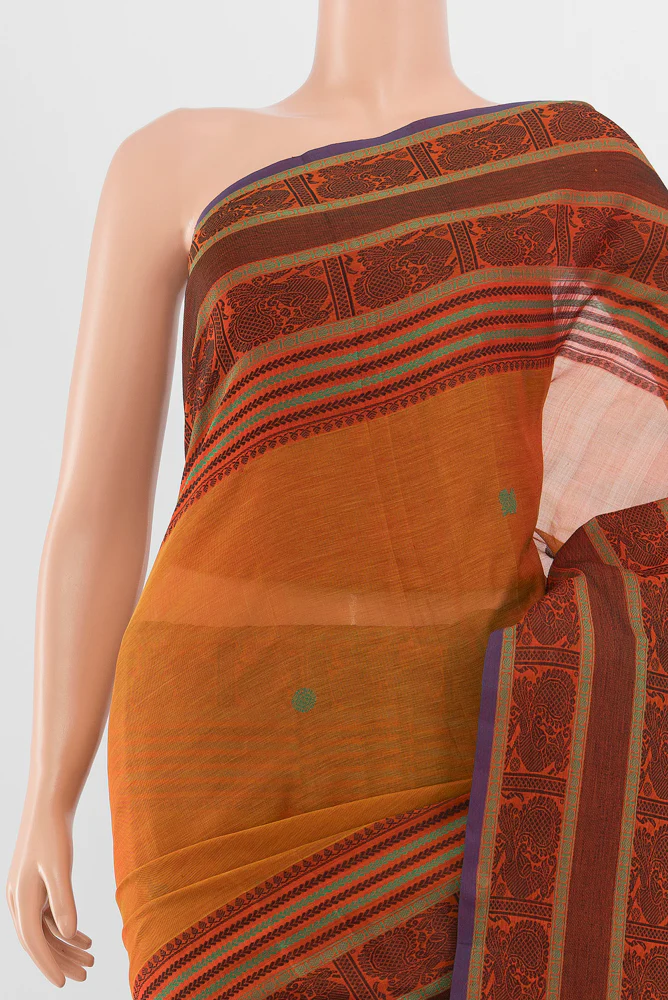 Mustard Silk Cotton Saree - Image 2