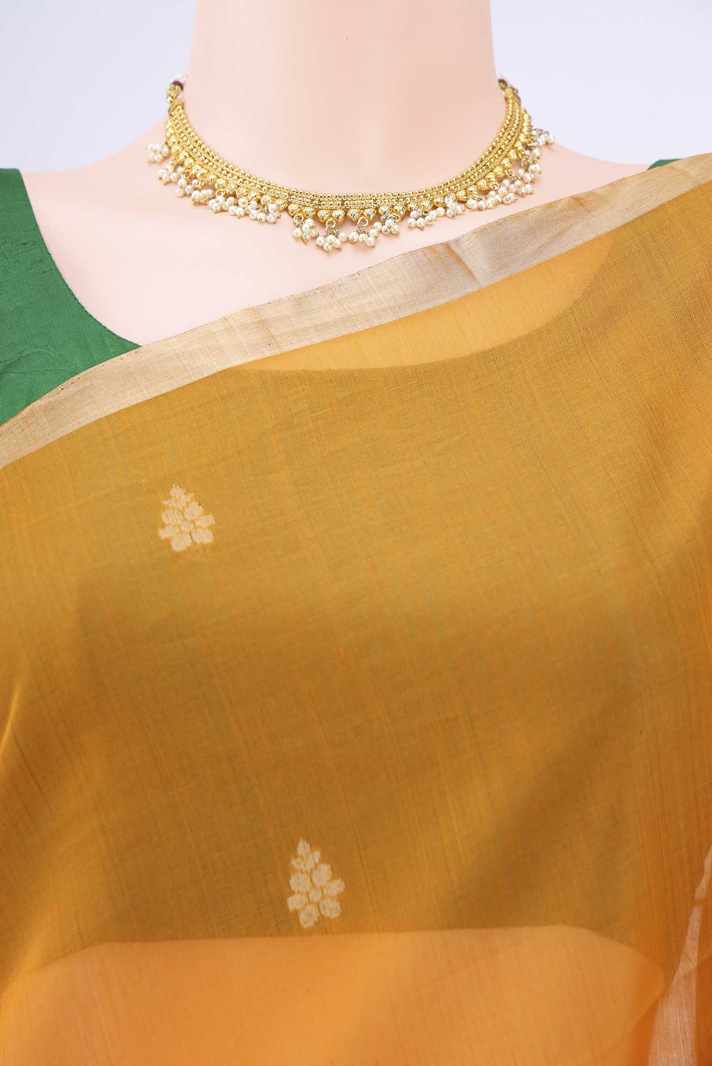 Mustard Silk Cotton Saree - Image 2