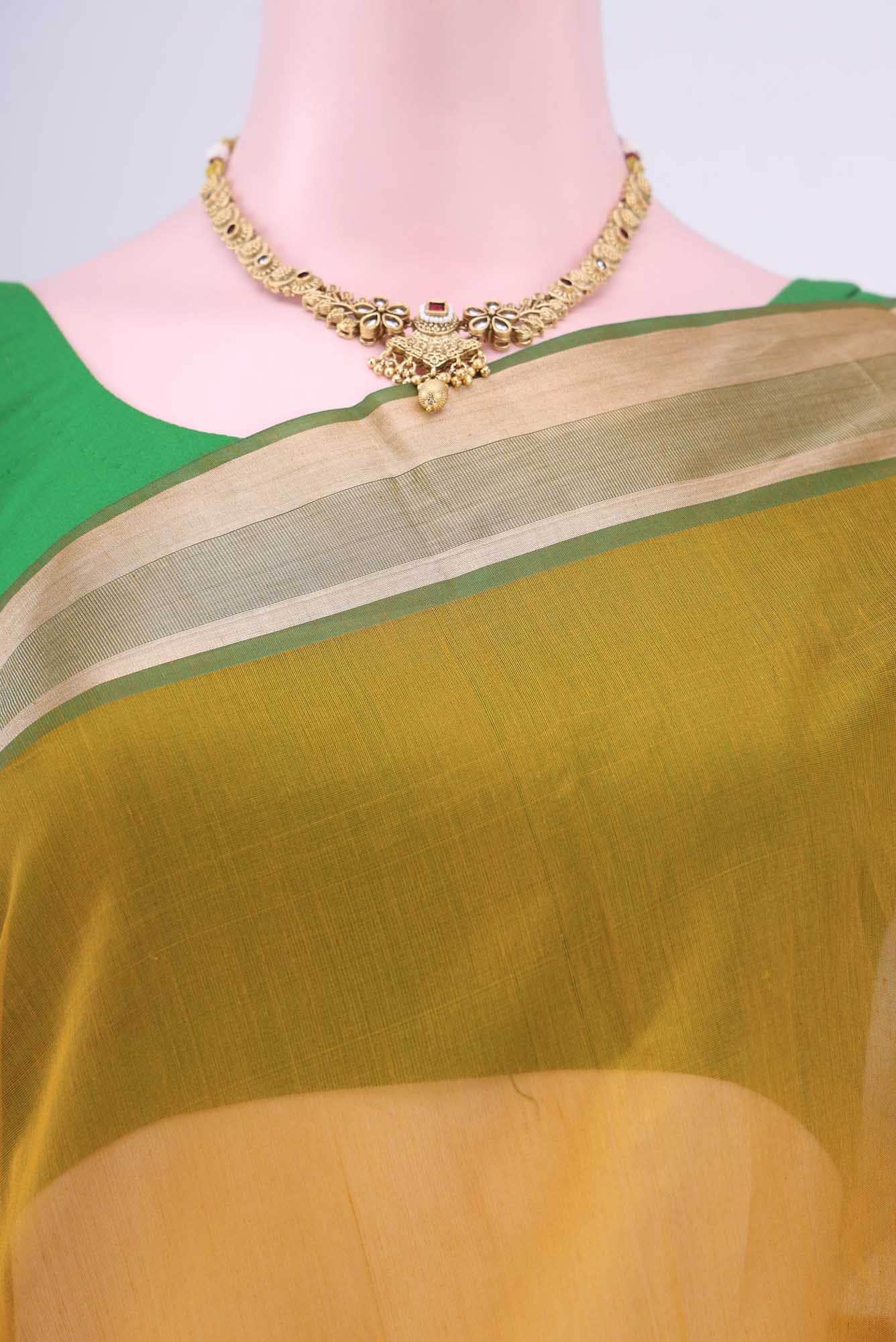 Mustard Kota Cotton Saree - Image 3