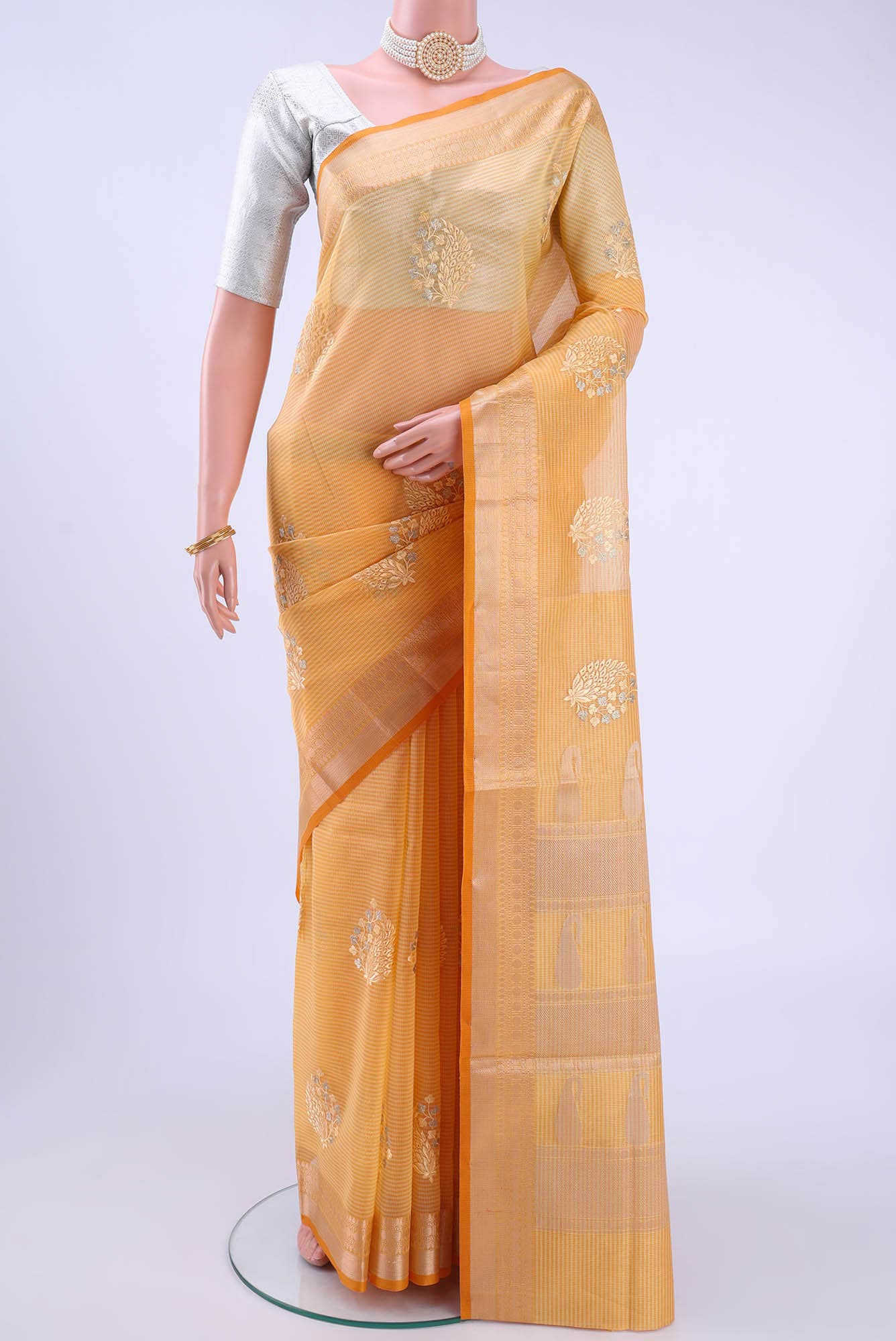 Mustard Kota Cotton Saree