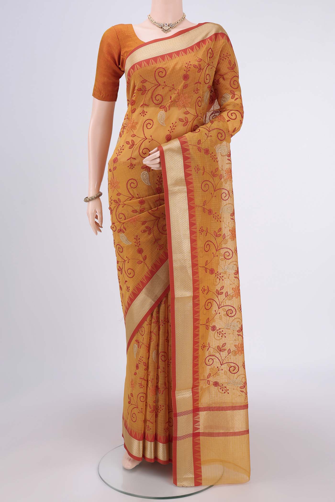 Mustard Blended Kota Cotton Saree
