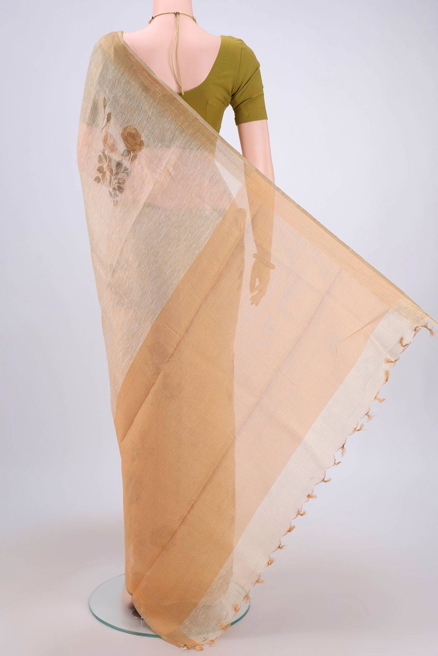 Beige Linen Saree - Image 3