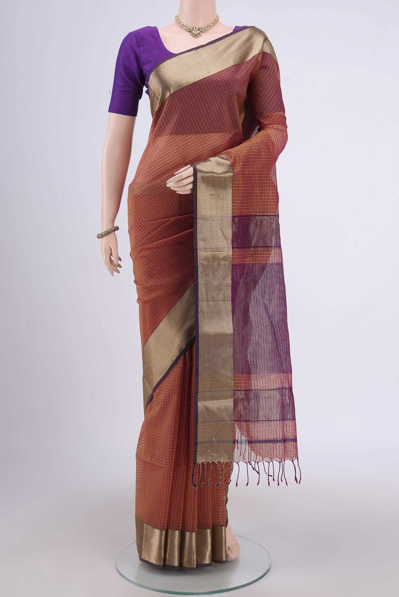 Mustard Maheshwari Silk Cotton Saree
