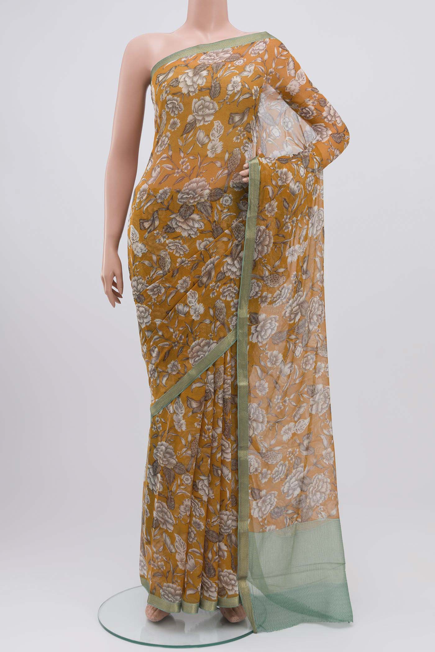 Mustard Mysore Chiffon Saree