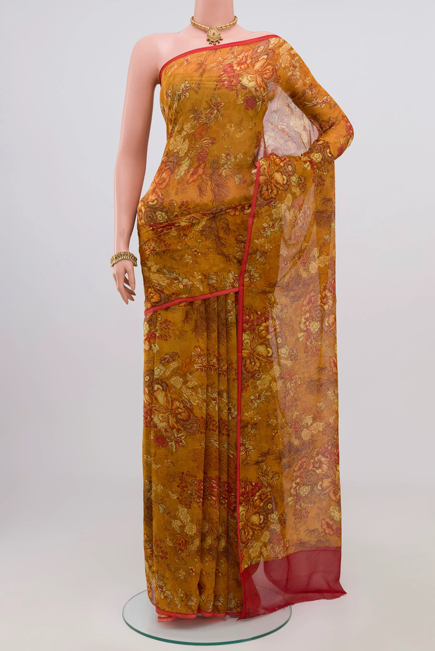 Mustard Mysore Chiffon Saree