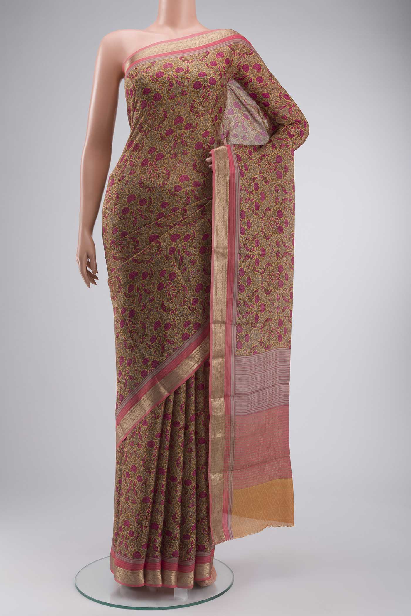 Multi Color Mysore Crepe Saree