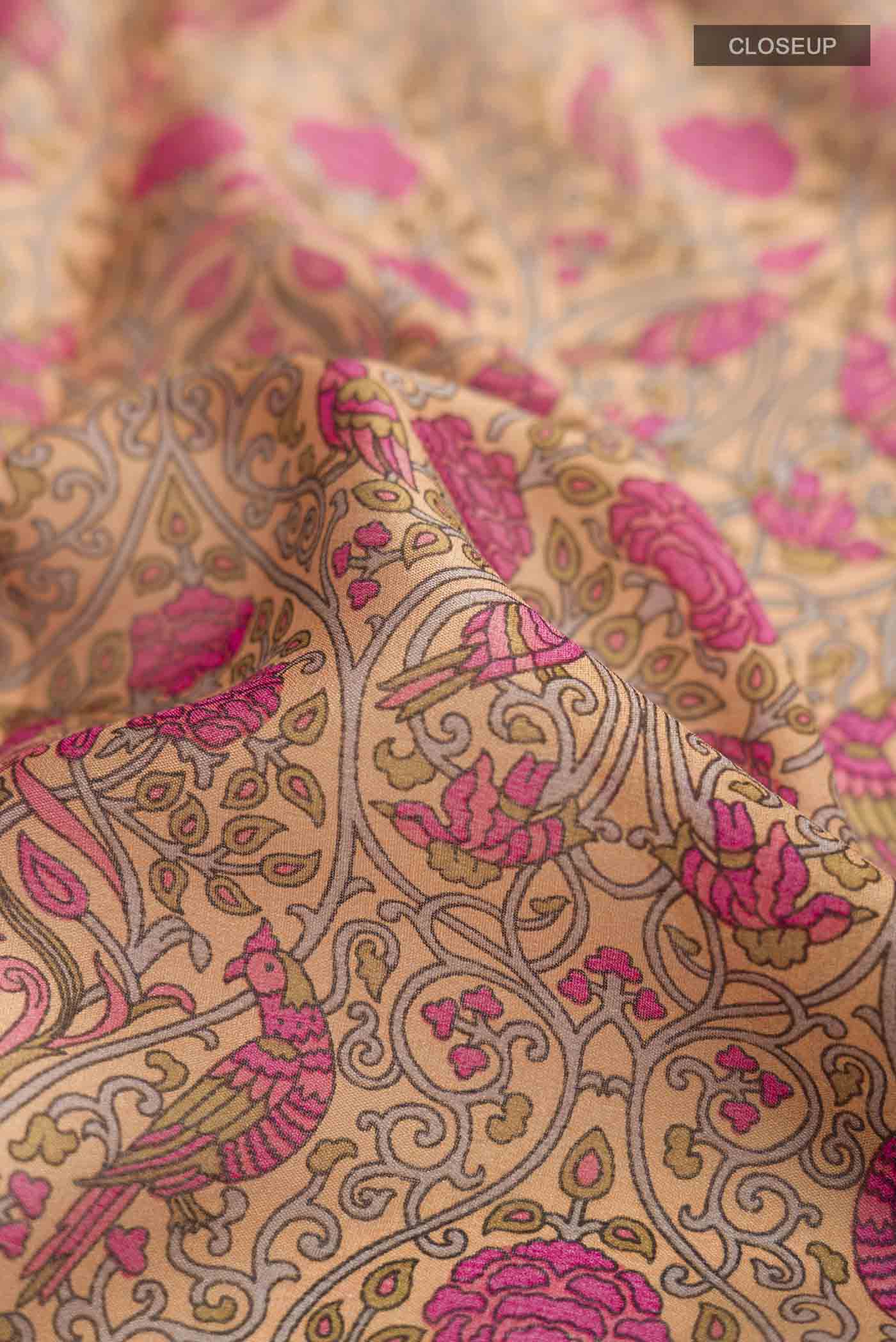 Multi Color Mysore Crepe Saree - Image 2