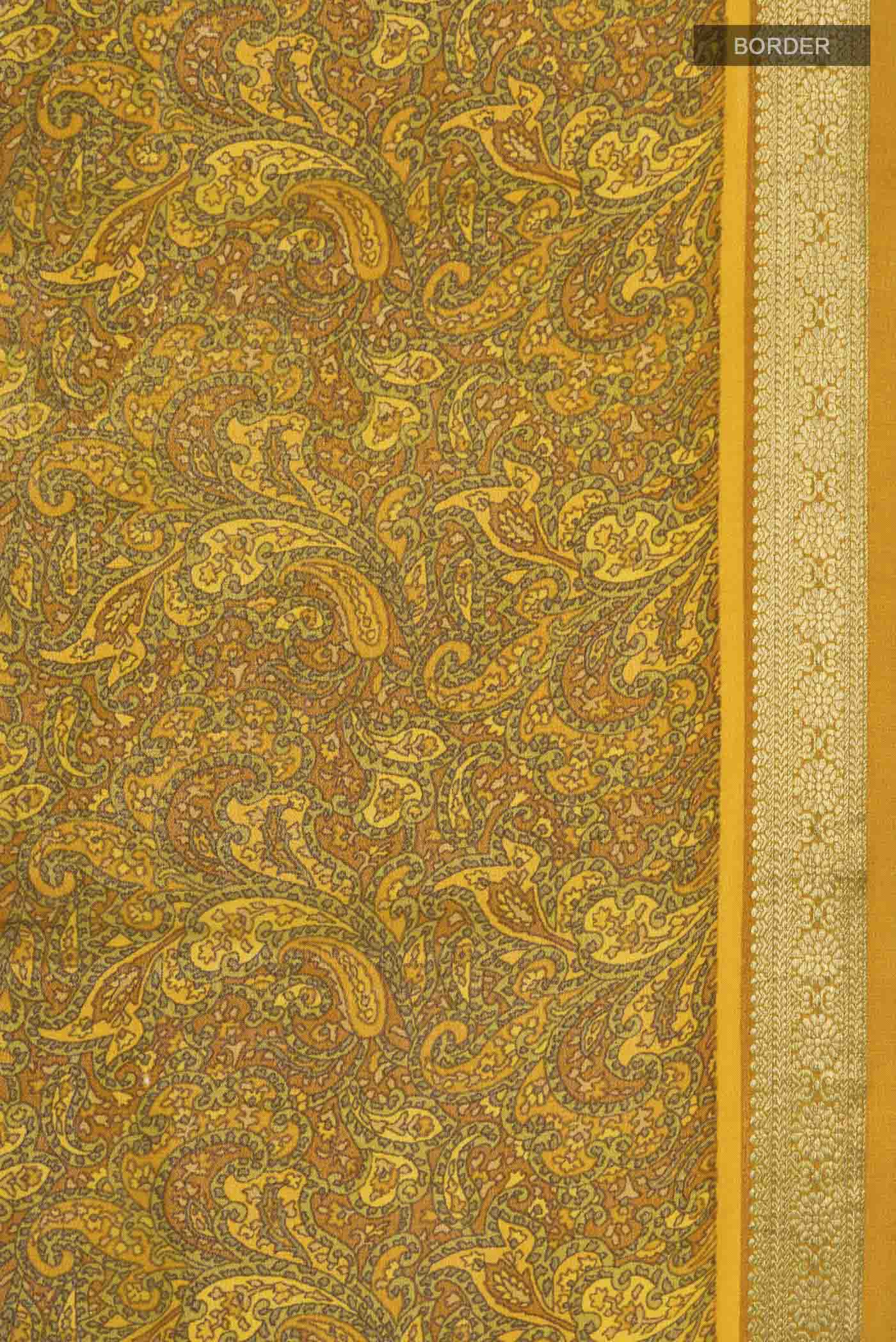 Mustard Mysore Crepe Saree - Image 3