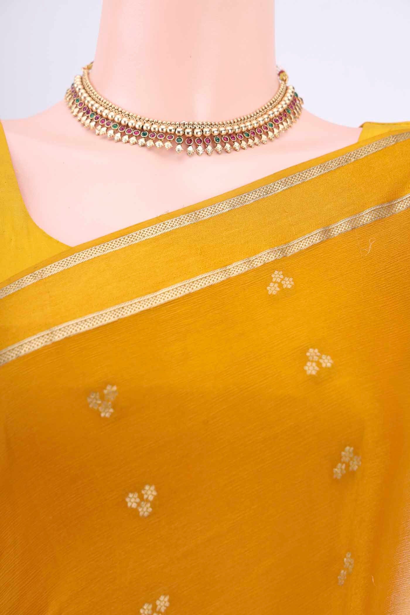 Mustard Mysore Crepe Saree - Image 2