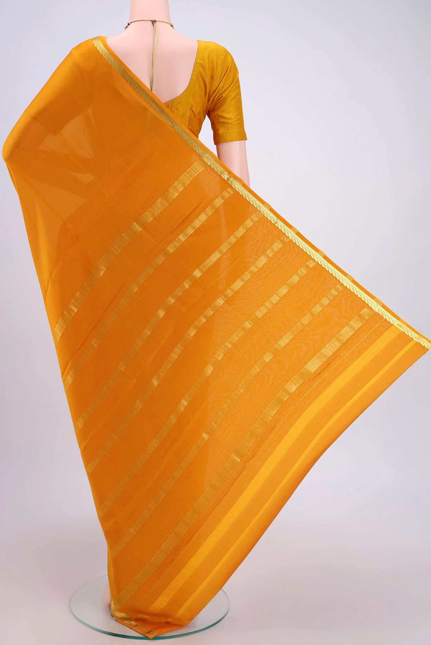 Mustard Mysore Crepe Saree - Image 3