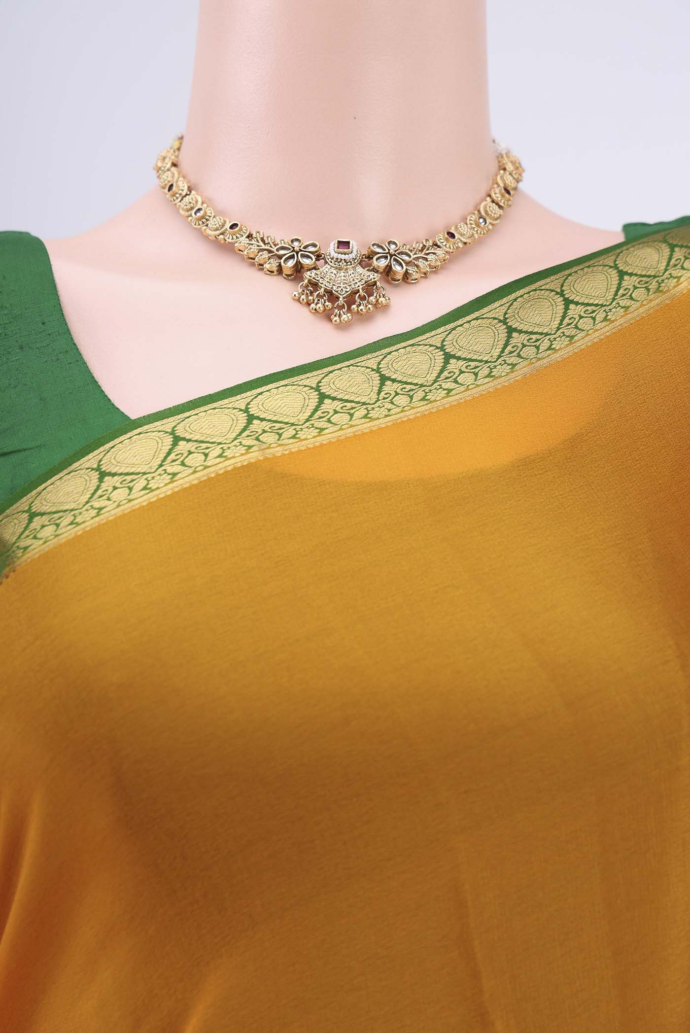 Yellow Mysore Crepe Saree - Image 2