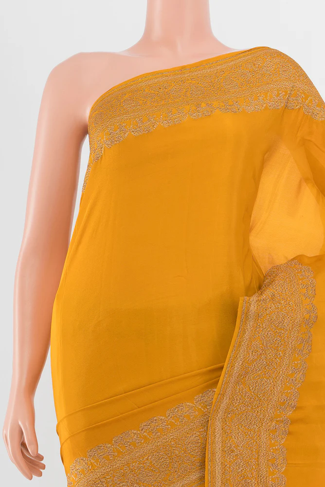 Mustard Banarasi Georgette Saree - Image 2