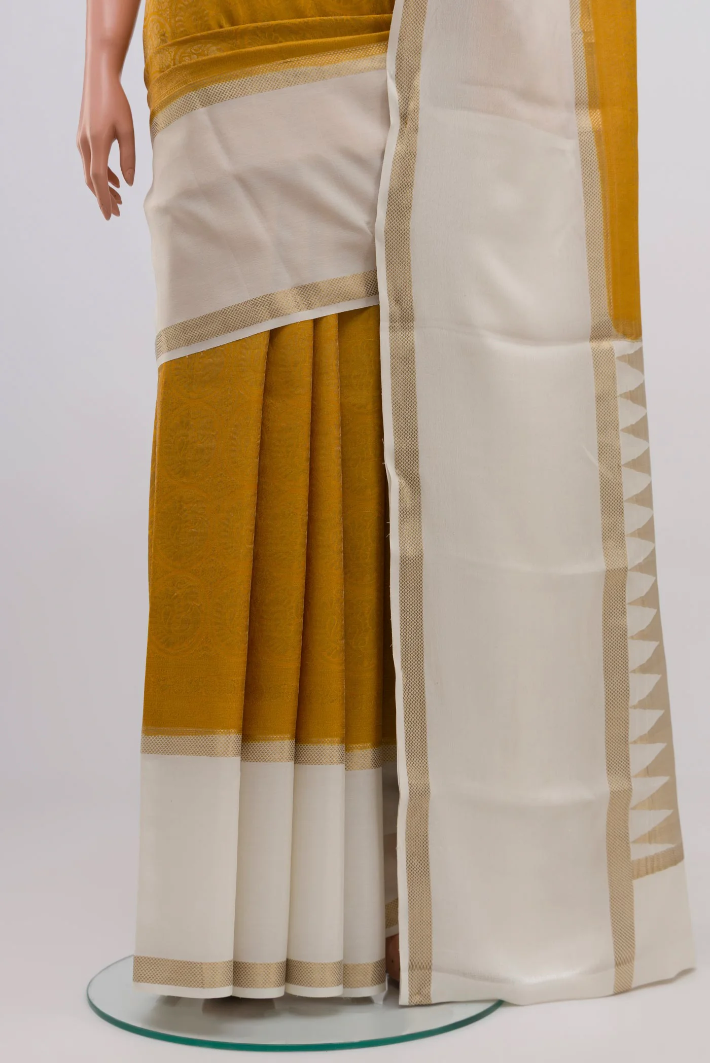 Mustard Mysore Crepe Saree - Image 3