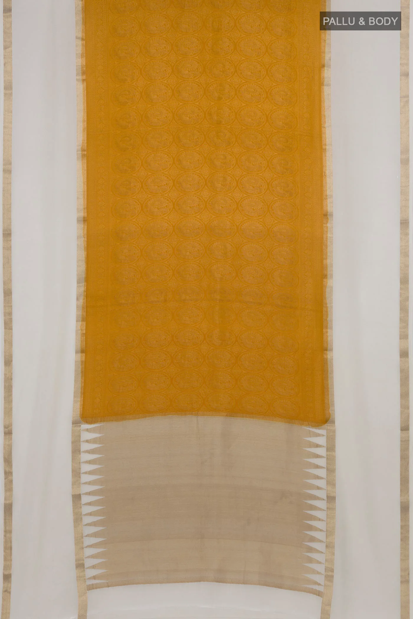 Mustard Mysore Crepe Saree - Image 5