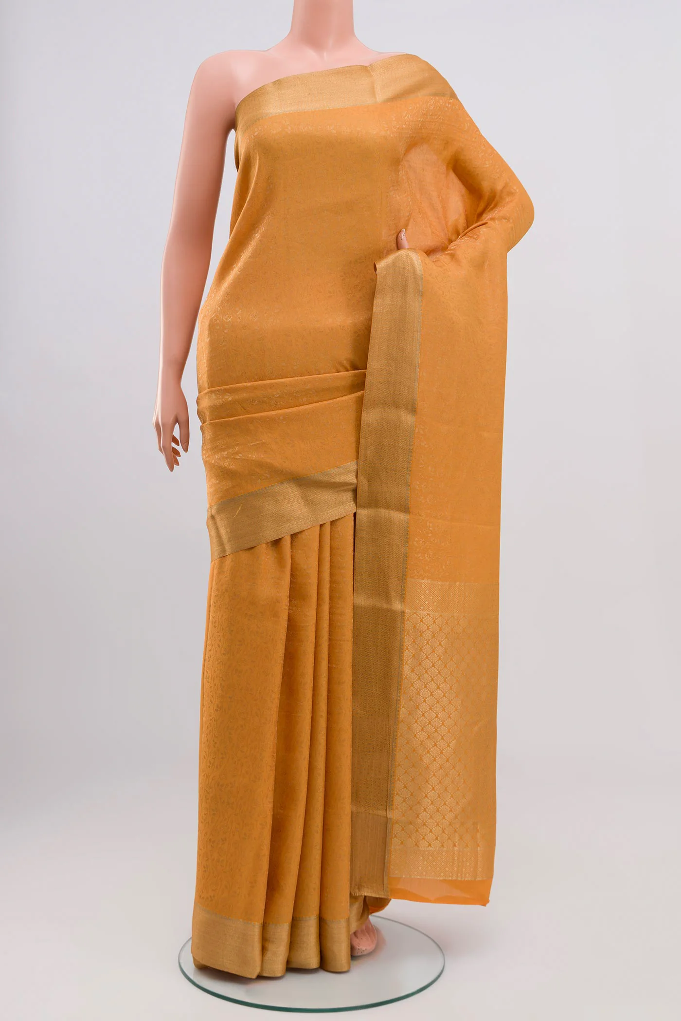 Mustard Mysore Crepe Saree
