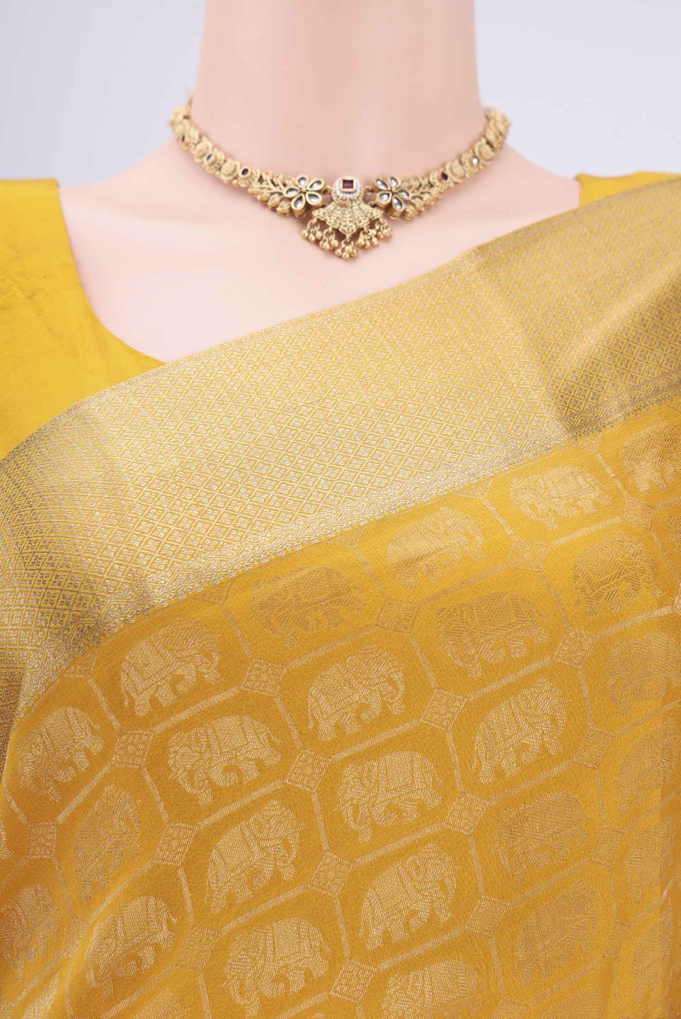 Mustard Mysore Crepe Saree - Image 2