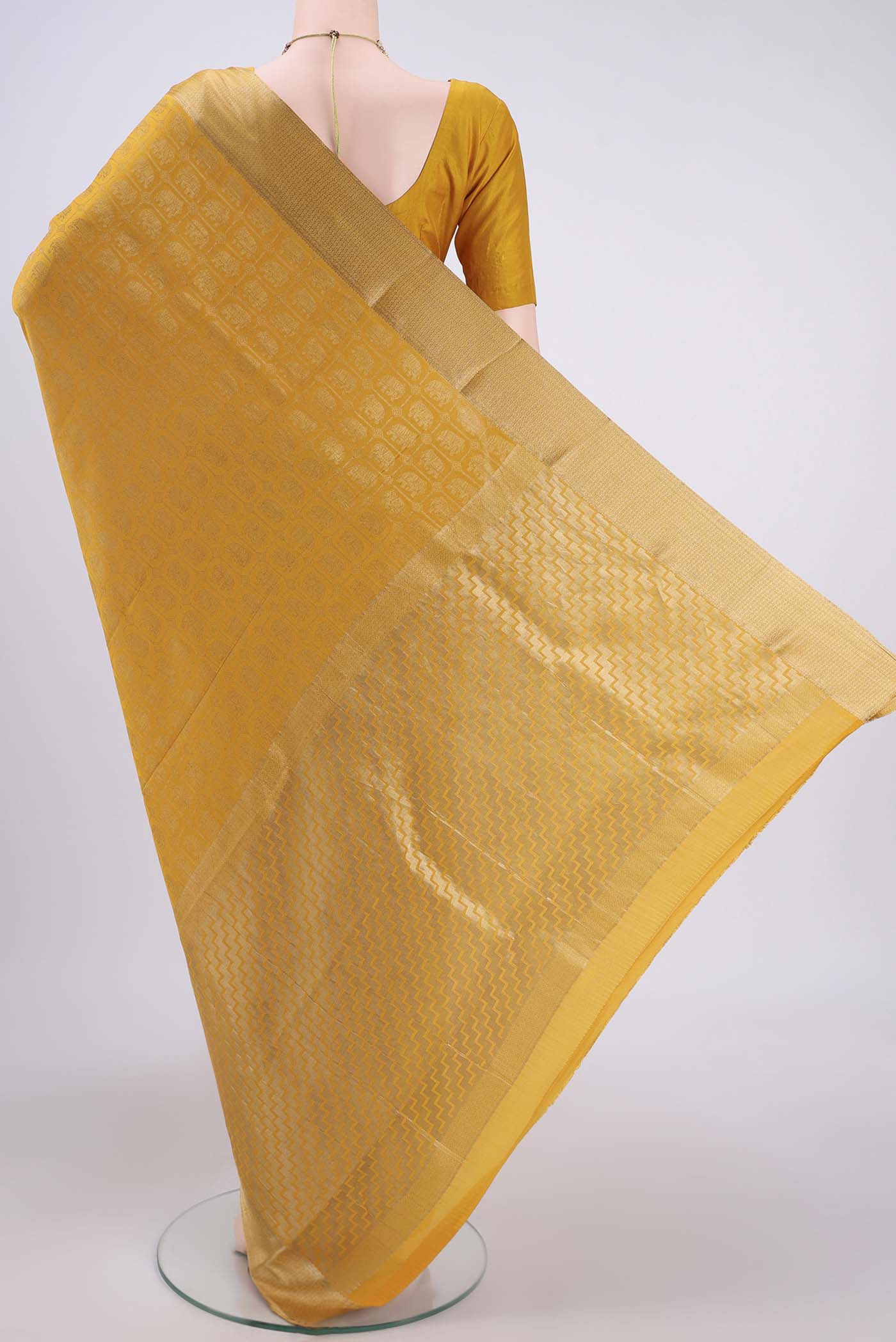 Mustard Mysore Crepe Saree - Image 3