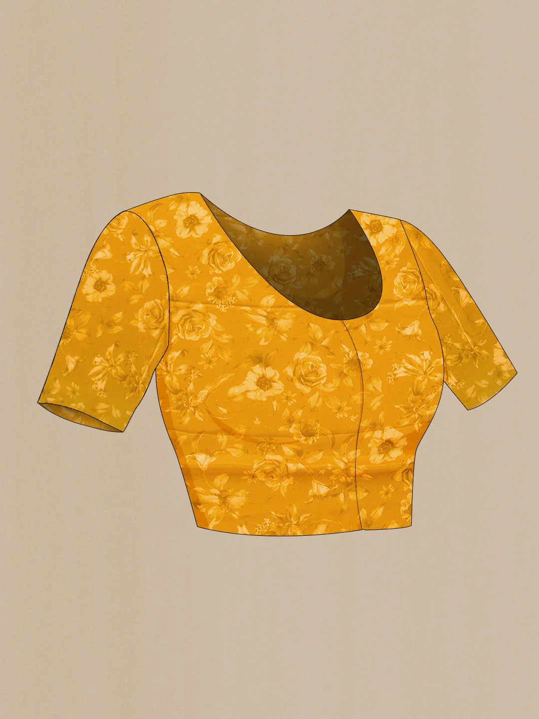 Mustard Mysore Crepe Saree - Image 4