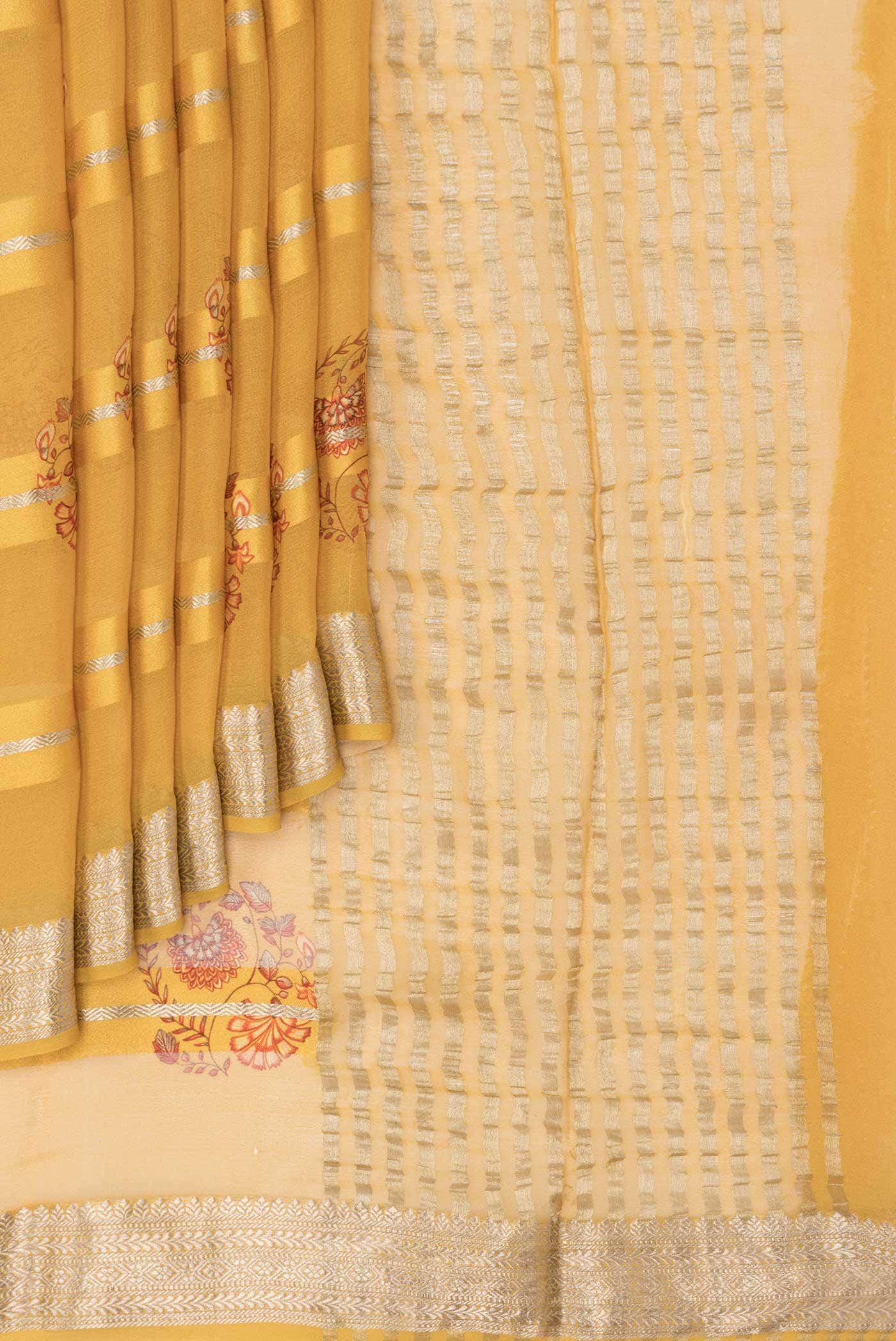 Mustard Mysore Georgette Saree - Image 2