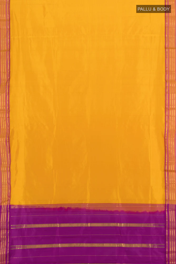 Mustard Narayanpet Silk Saree - Image 5