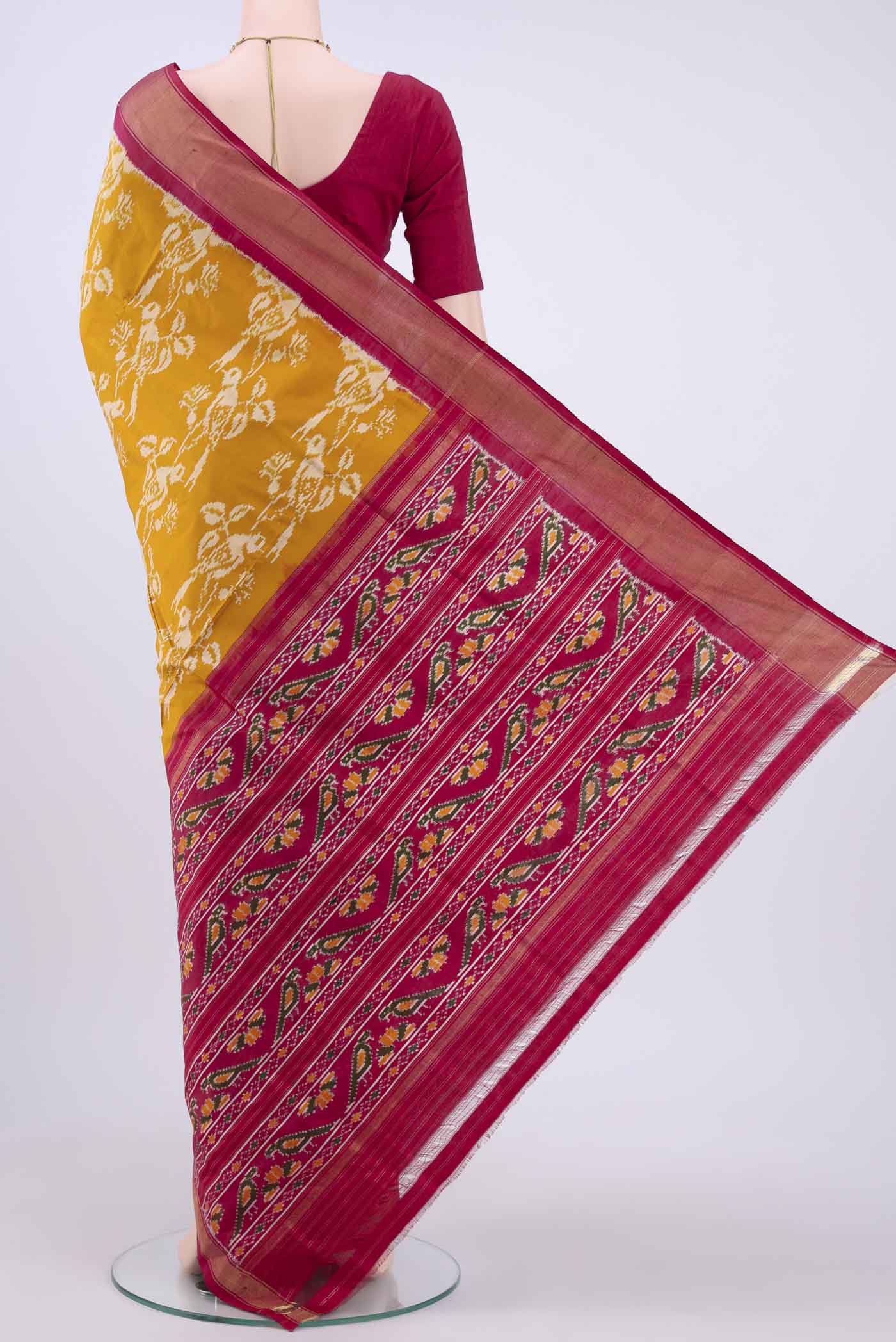 Mustard Pochampally Saree - Image 3