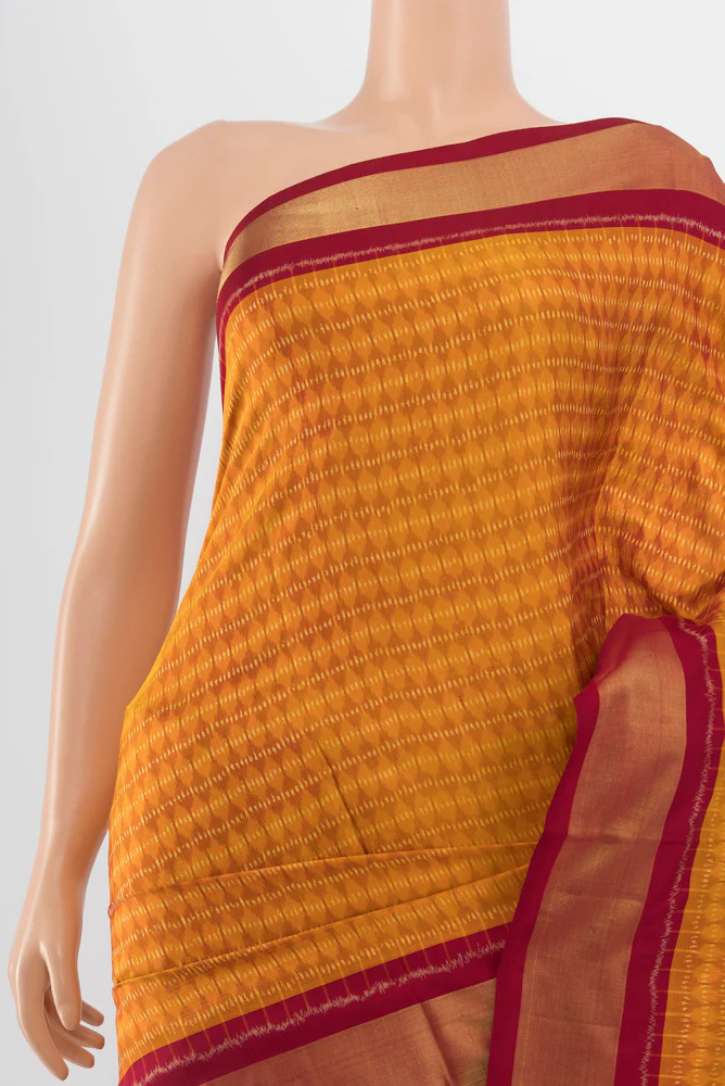 Mustard Pochampally Silk Saree - Image 2