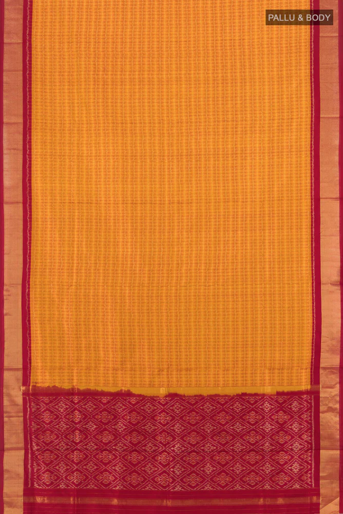 Mustard Pochampally Silk Saree - Image 5