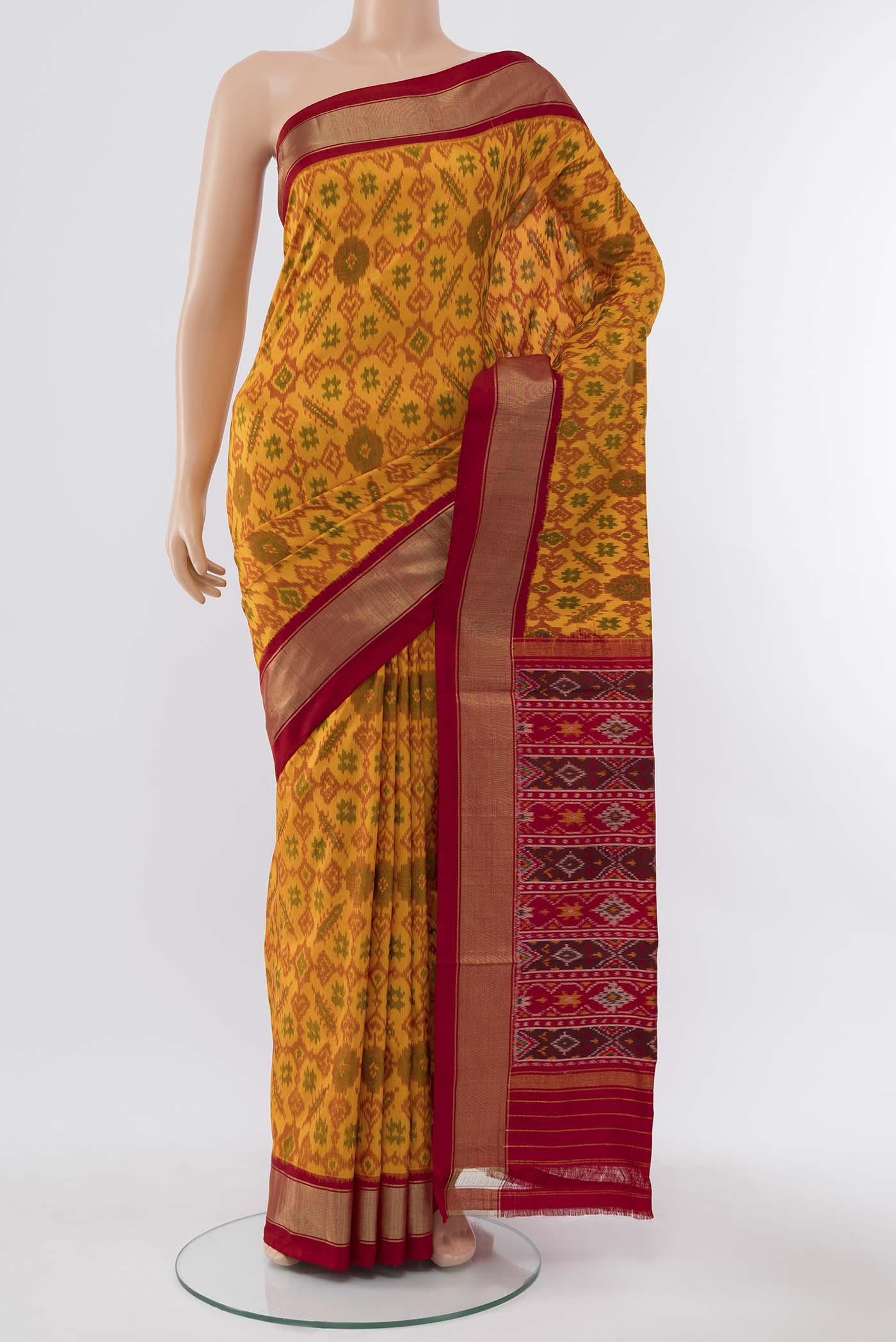 Mustard Pochampally Silk Saree