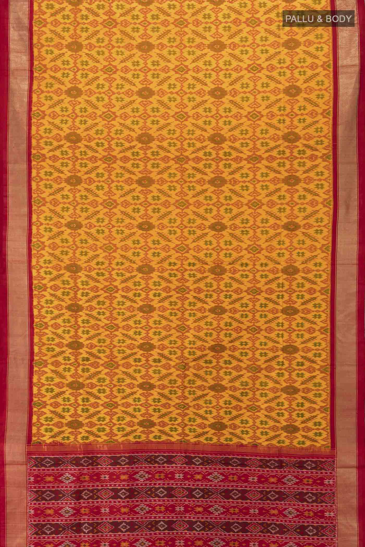 Mustard Pochampally Silk Saree - Image 5