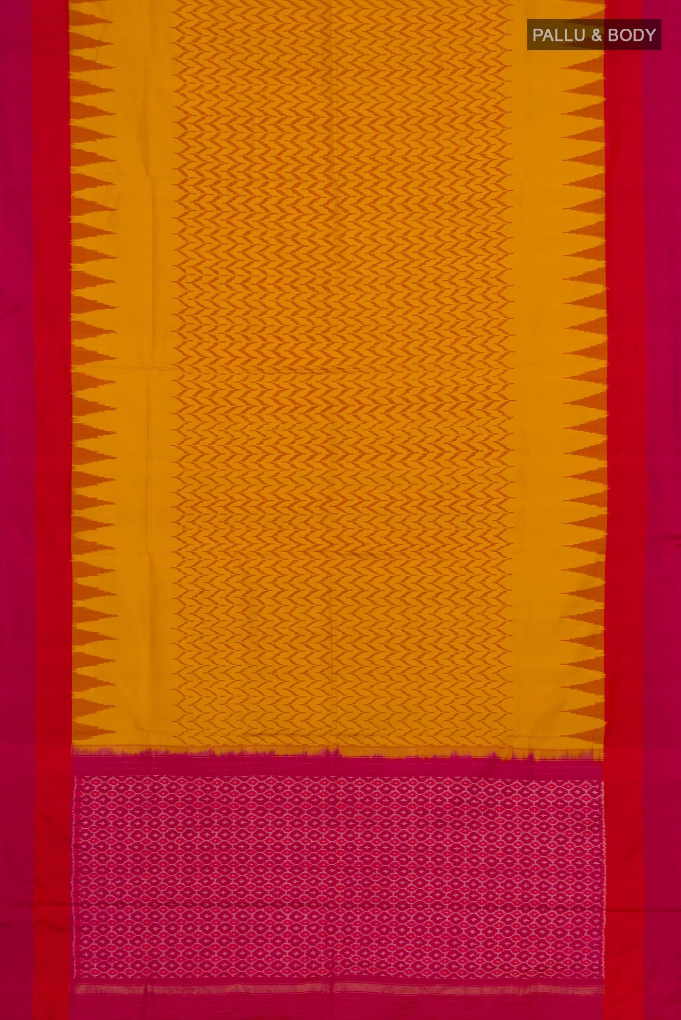 Mustard Pochampally Silk Saree - Image 5