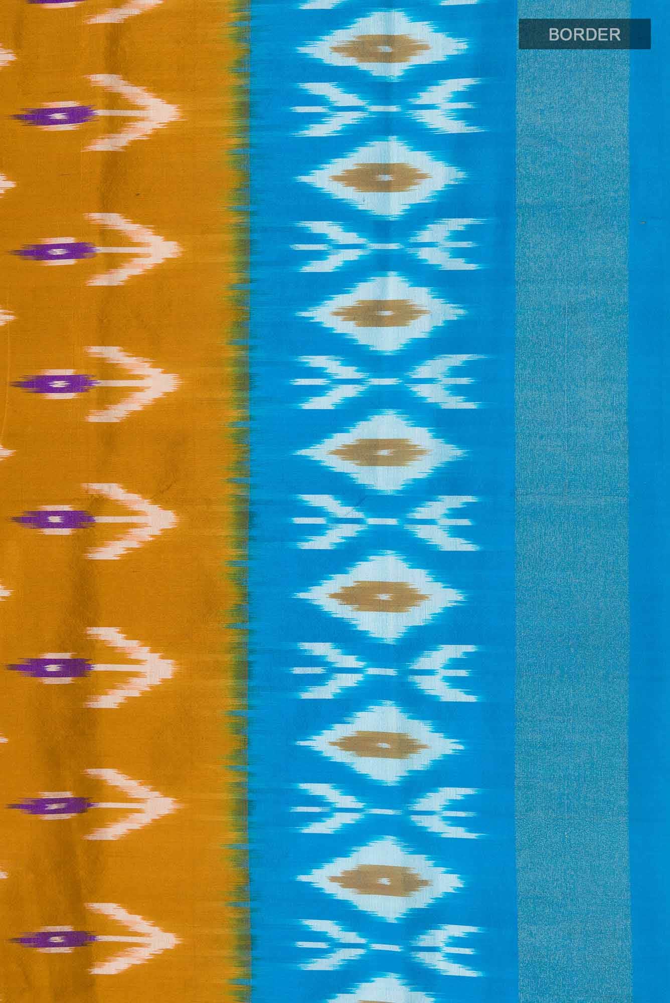 Mustard Pochampally Silk Saree - Image 4