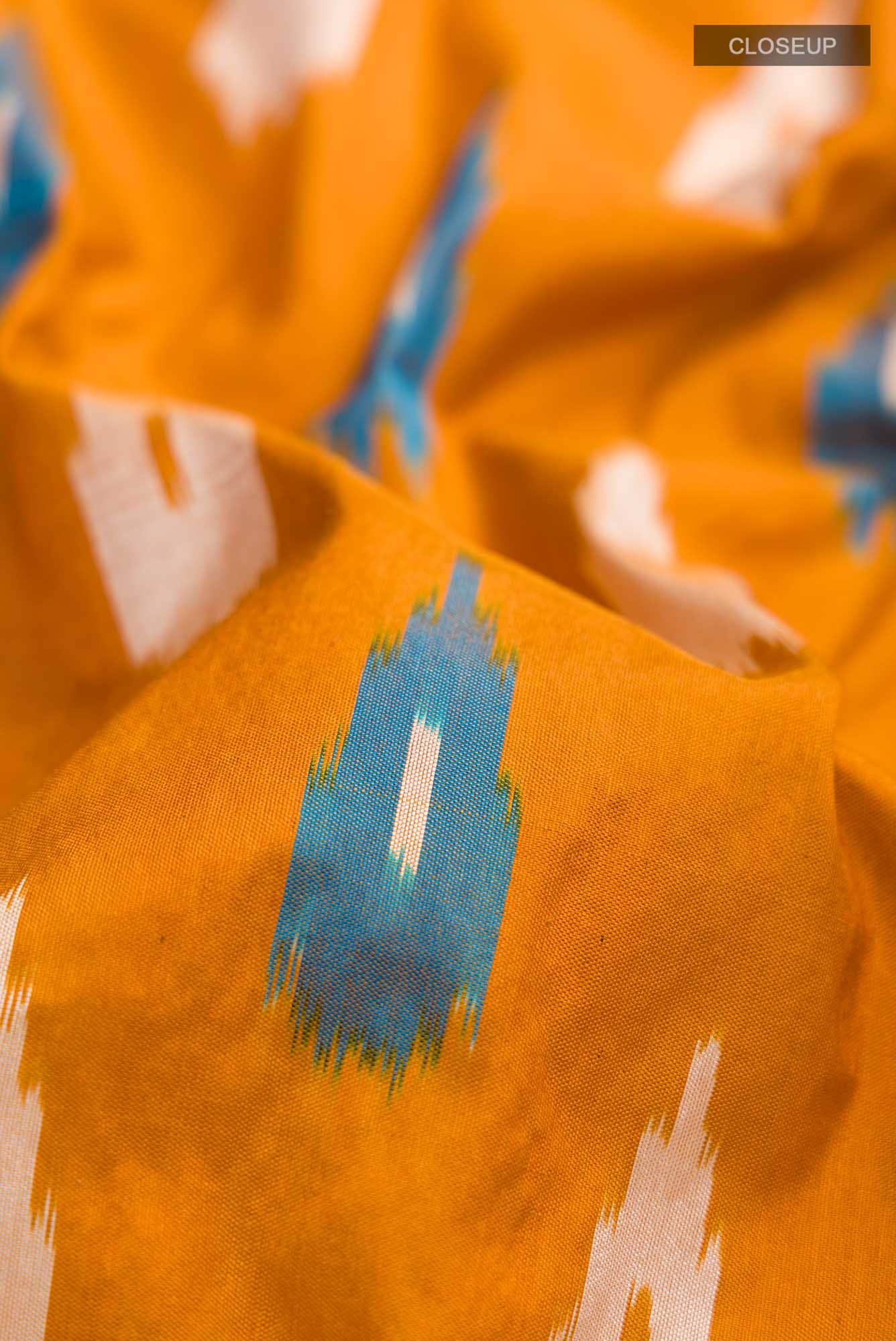 Mustard Pochampally Silk Saree - Image 2