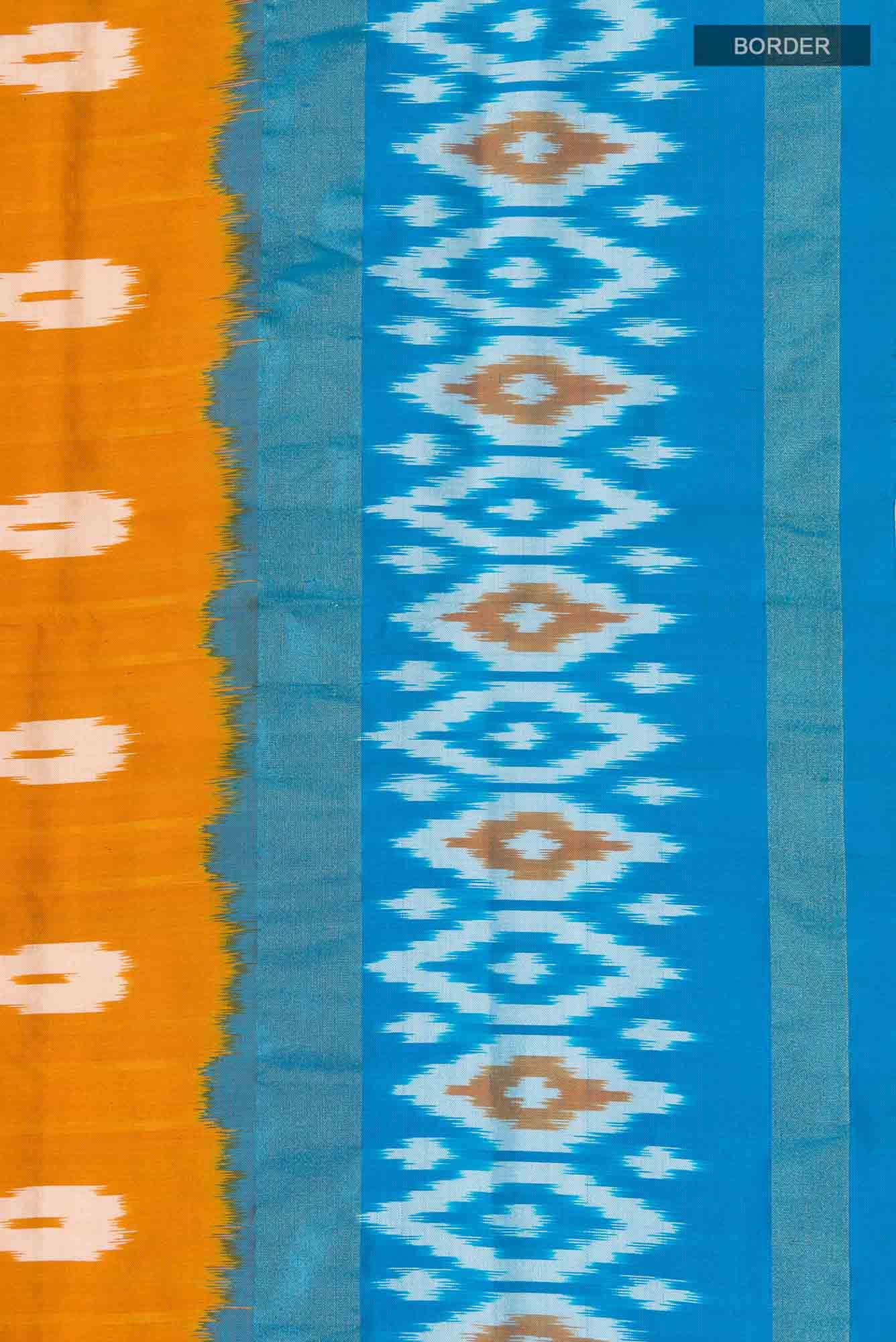 Mustard Pochampally Silk Saree - Image 4