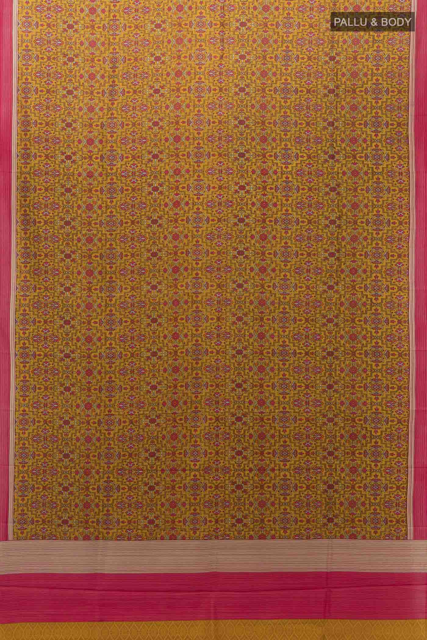 Mustard Printed Silk Saree - Image 5