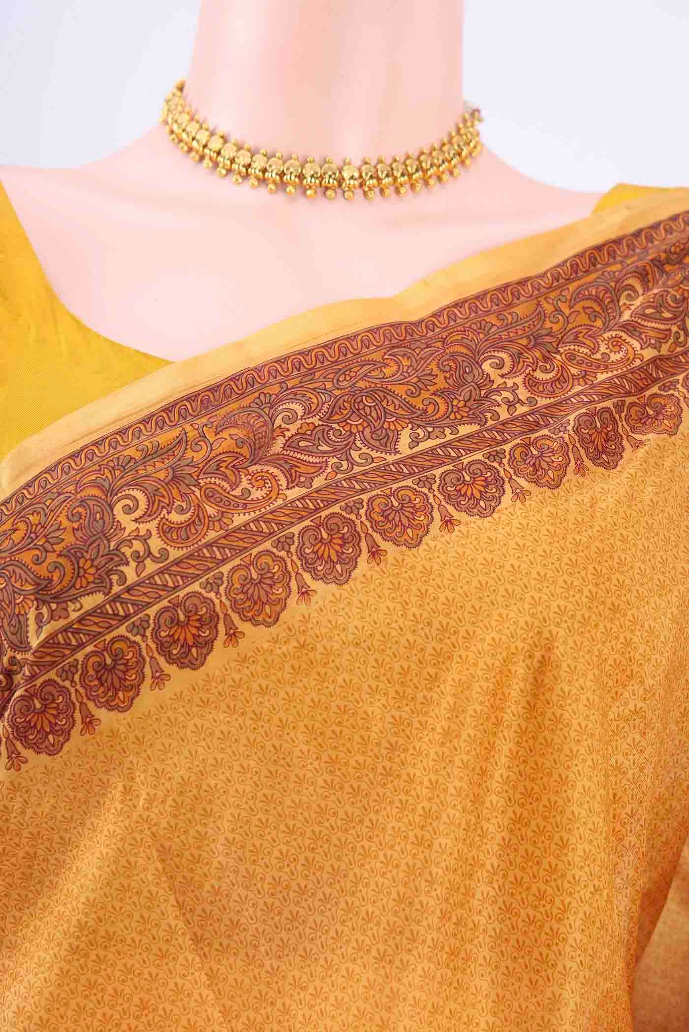 Mustard Printed Silk Saree - Image 2