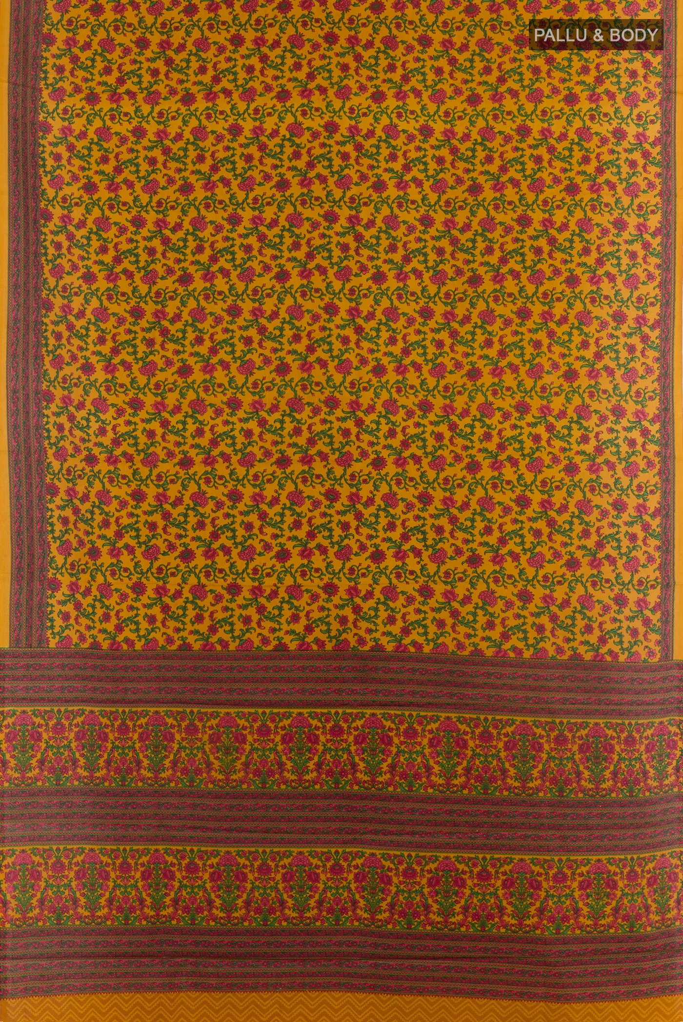 Mustard Printed Silk Saree - Image 3