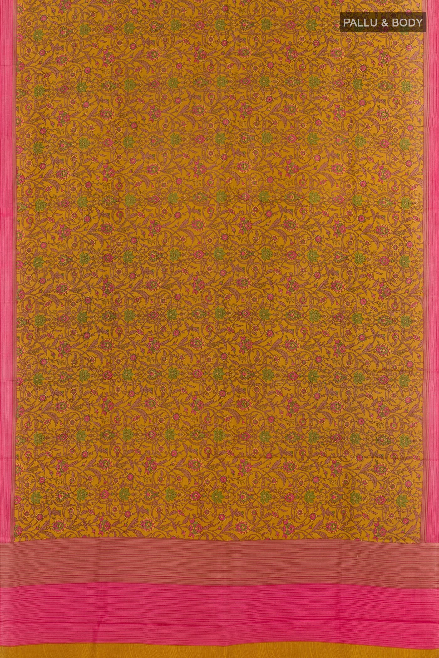 Mustard Printed Silk Saree - Image 3