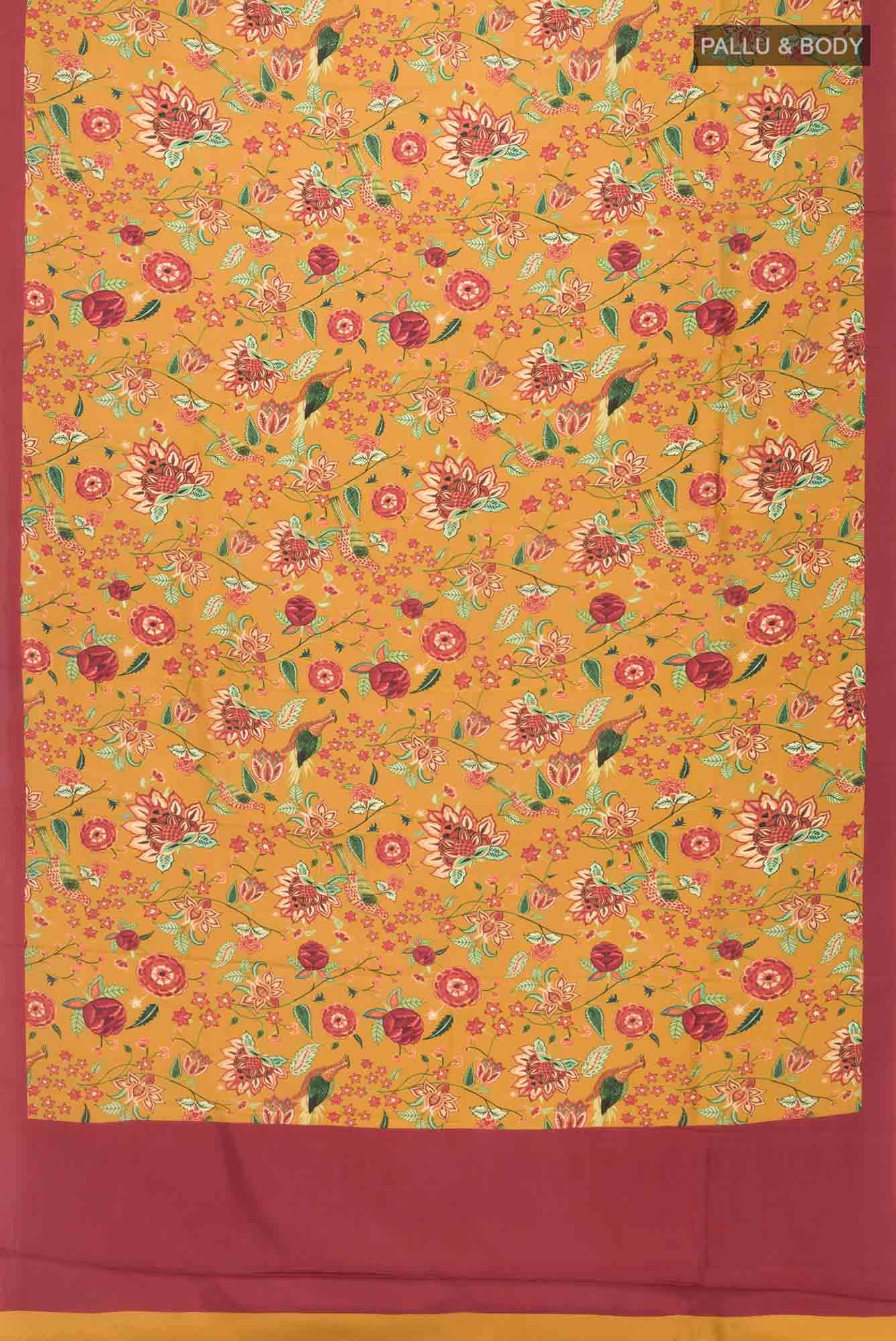 Mustard Printed Silk Saree - Image 3
