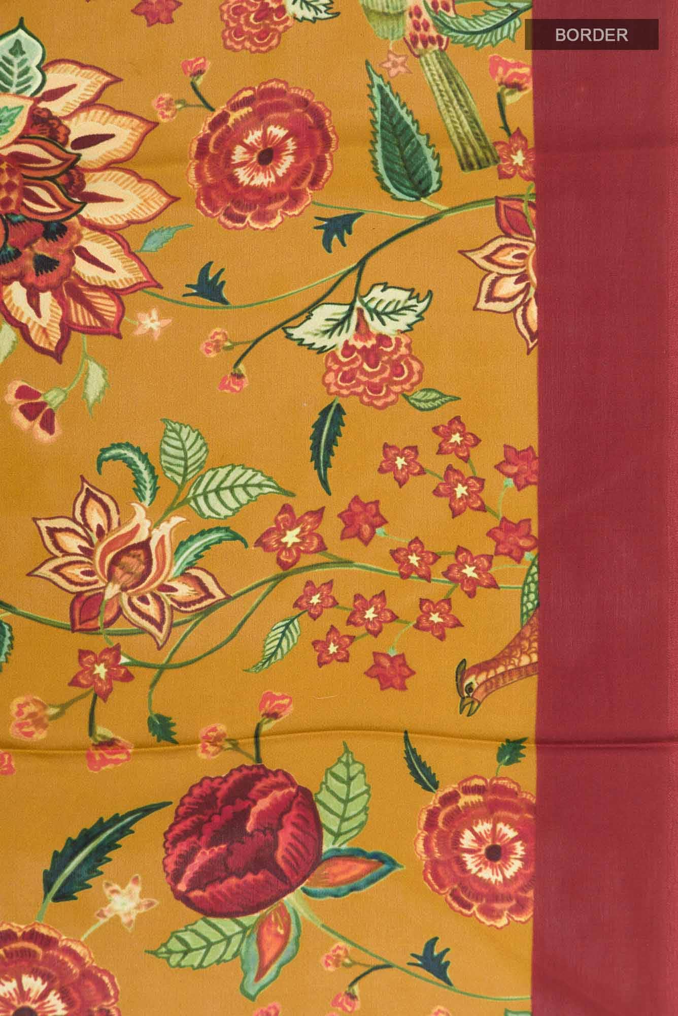 Mustard Printed Silk Saree - Image 4