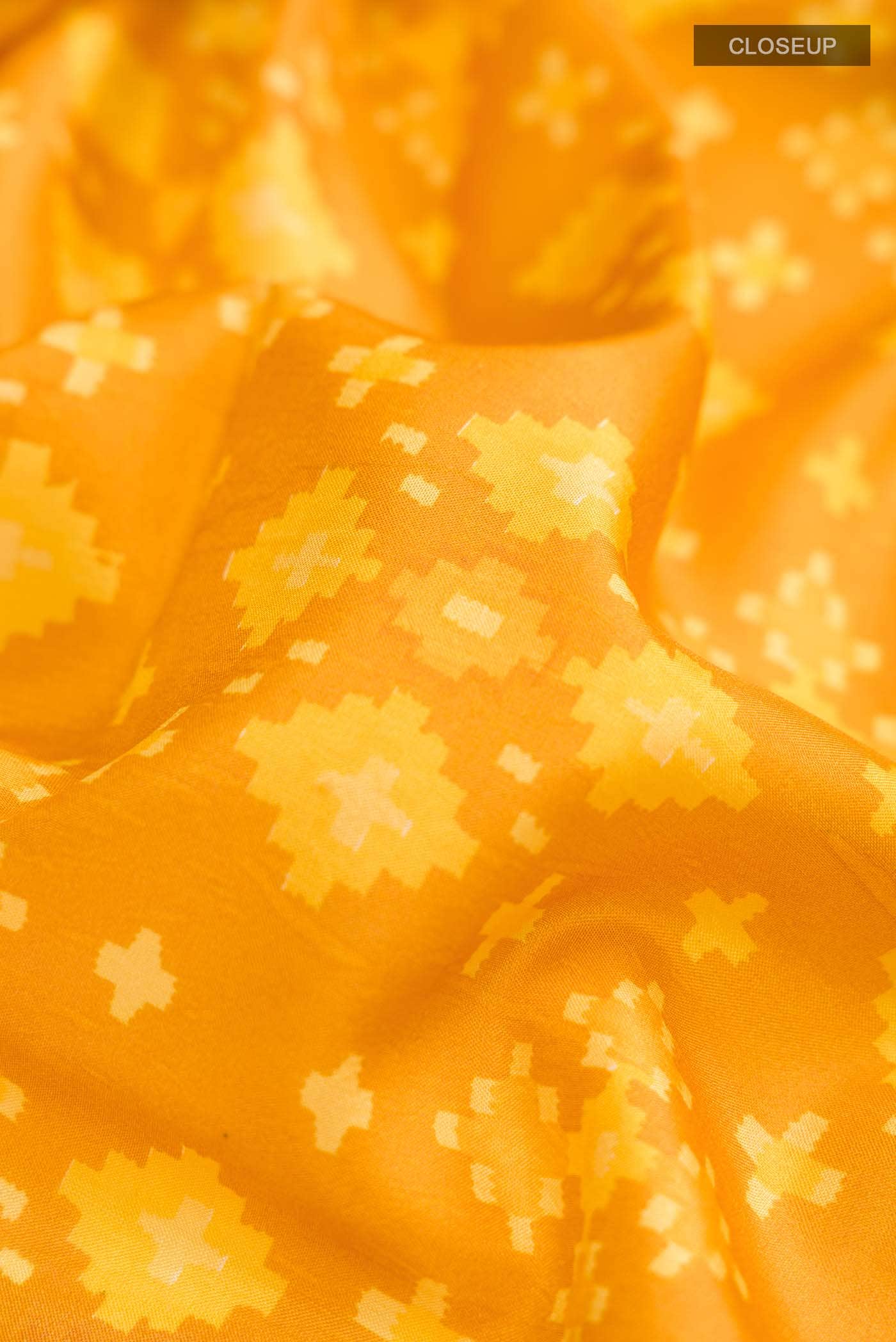 Mustard Printed Silk Saree - Image 2