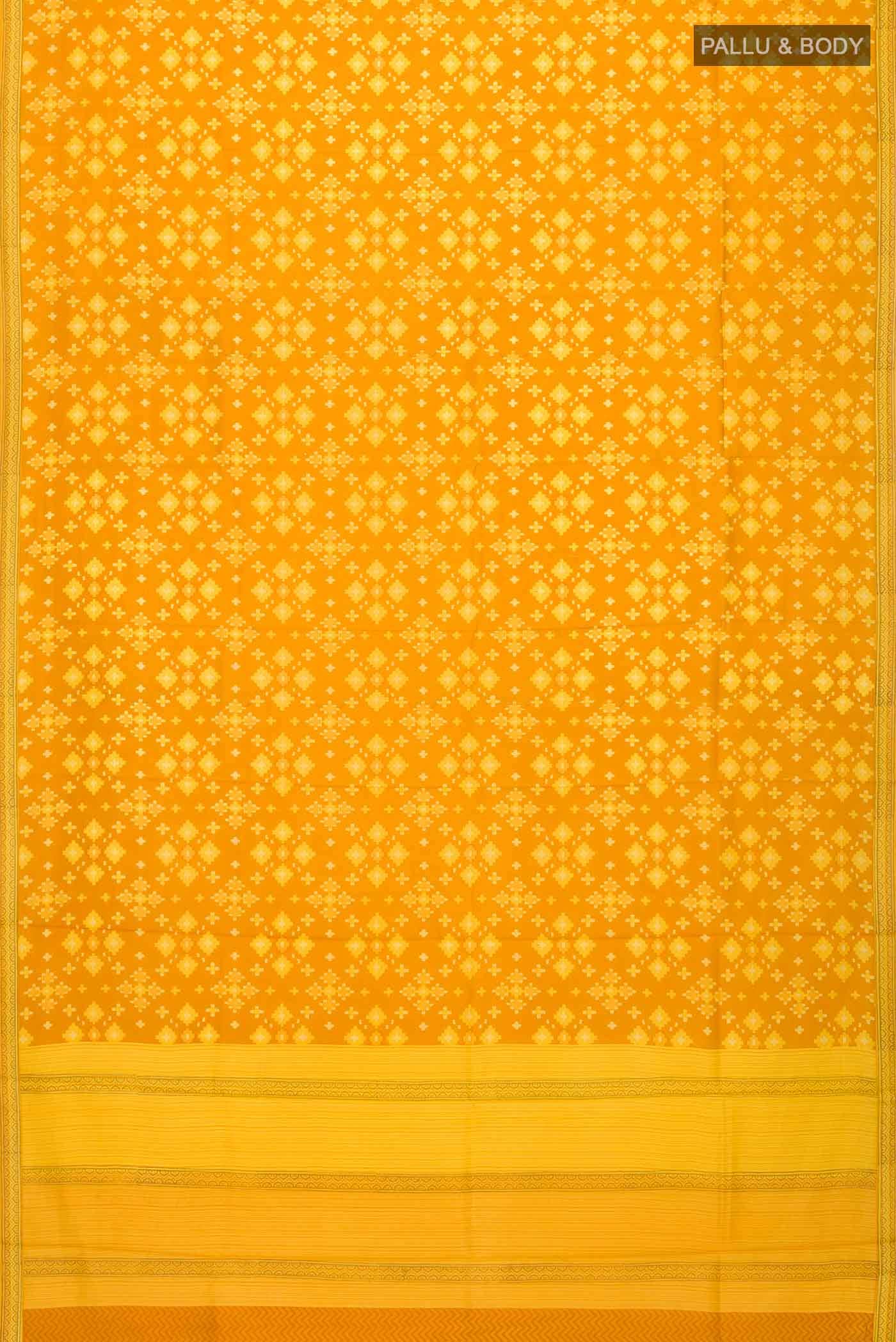 Mustard Printed Silk Saree - Image 3