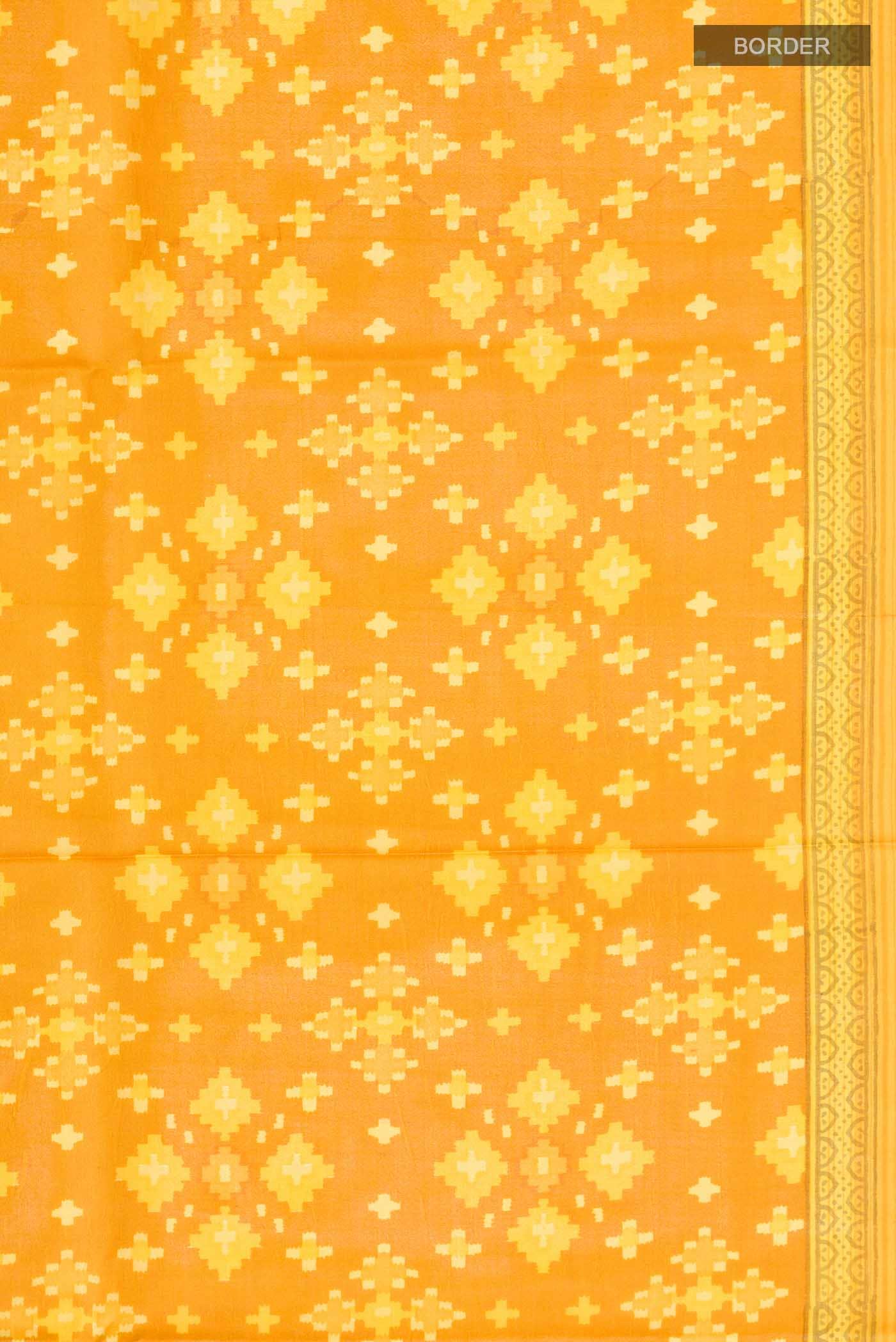 Mustard Printed Silk Saree - Image 4