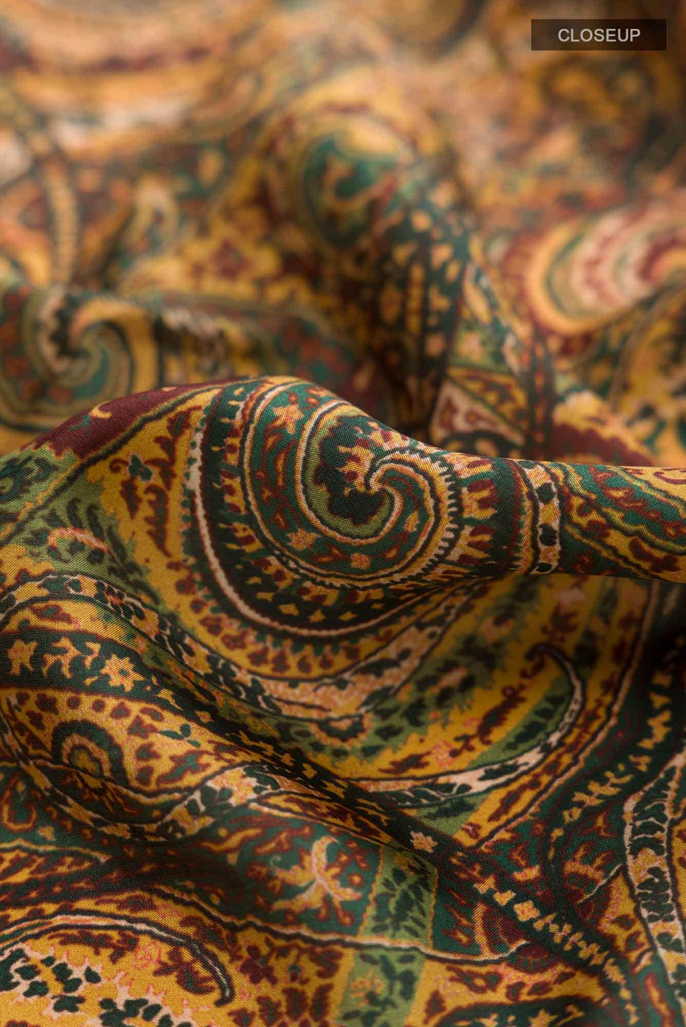 Mustard Printed Silk Saree - Image 2
