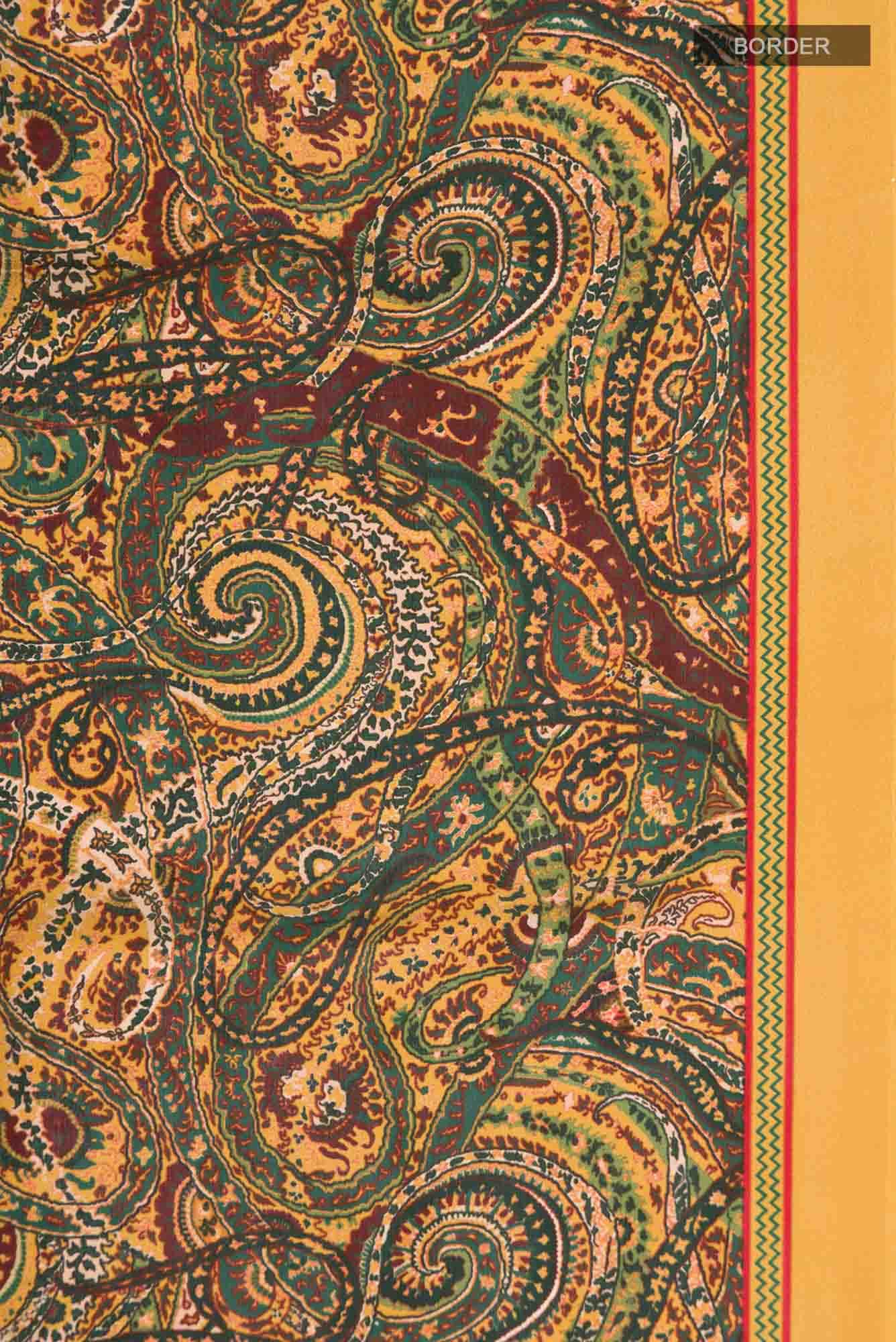Mustard Printed Silk Saree - Image 4