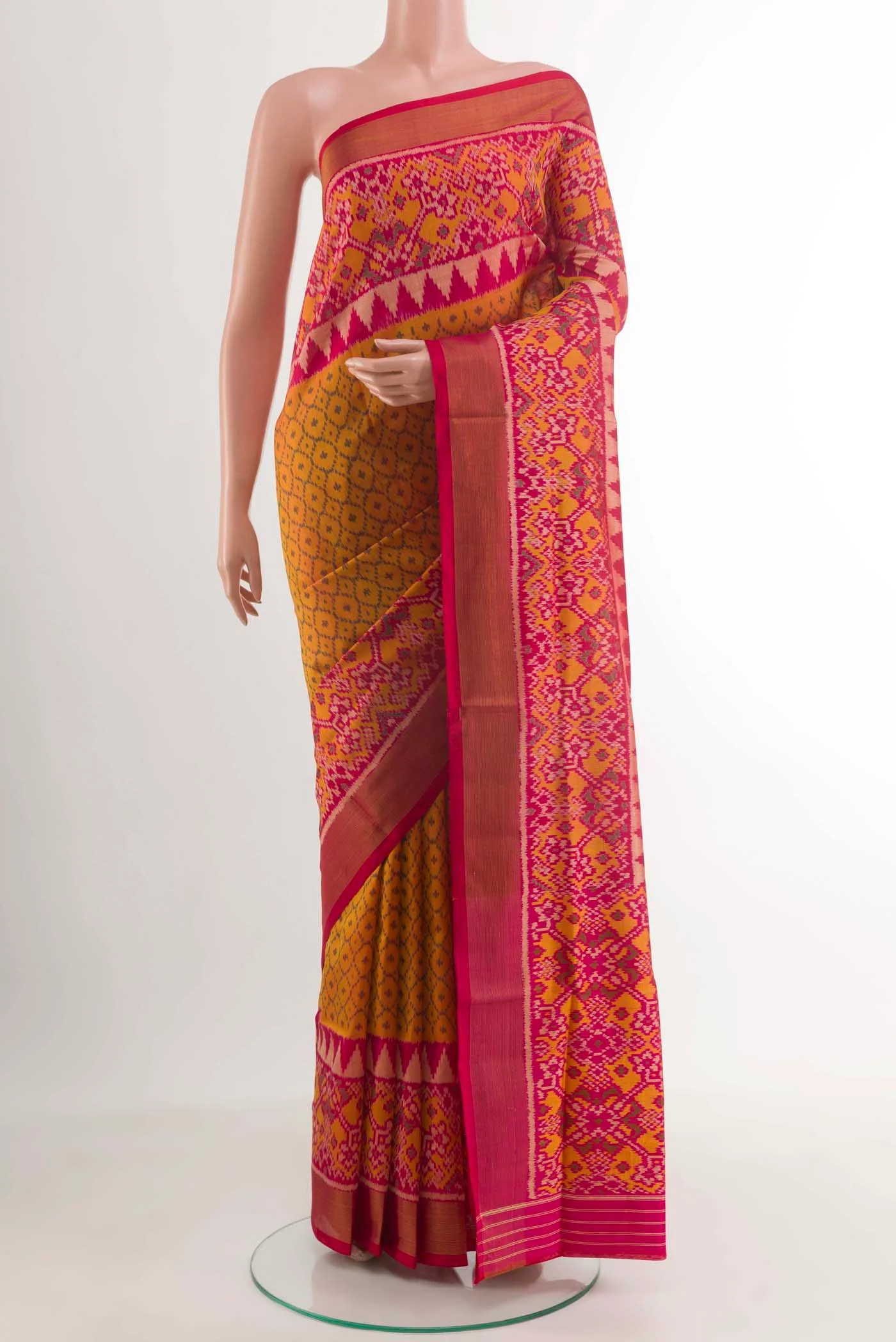 Mustard Rajkot Patola Silk Saree